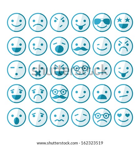 Set of smileys in different emotions and moods Set of smileys in different emotions and moods