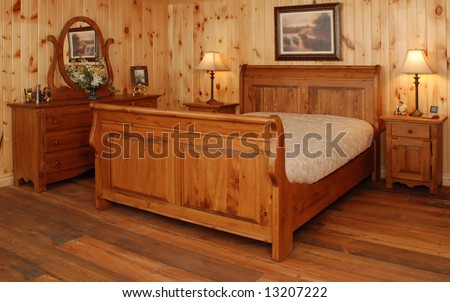 bedroom set natural wood
 on Old Empty Bedroom Set In Natural Pine Wood Stock Photo 13207222 ...