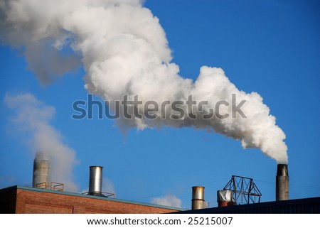 pollution smoke from industrial factory chimney