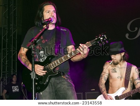 LOS ANGELES, CA - SEPTEMBER 27: Dave Navarro and Tommy Victor perform with Camp Freddy, live at Paramount Rocks in Los Angeles, California on September 27, 2008.