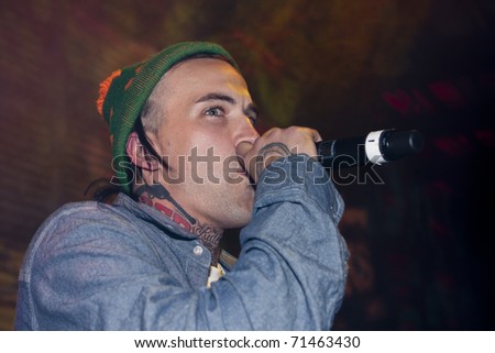 HOLLYWOOD, CA - FEBRUARY 11: Singer/rapper Yellow Wolf performs at the 14th annual \'Friends \'N\' Family\' GRAMMY event at Paramount Studios on February 11, 2011 in Hollywood, California