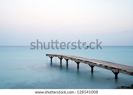 Long time exposure of a jetty in the mediterranean sea