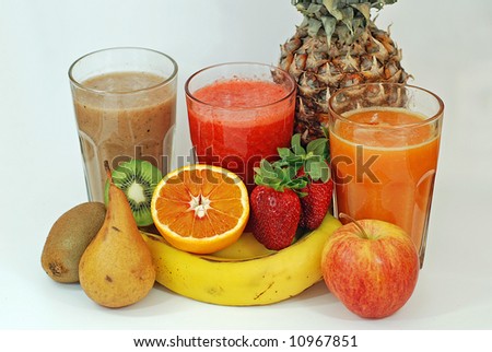 Fruit Juice with Kiwi Strawberry Orange Apple Pear Pineapple and Banana
