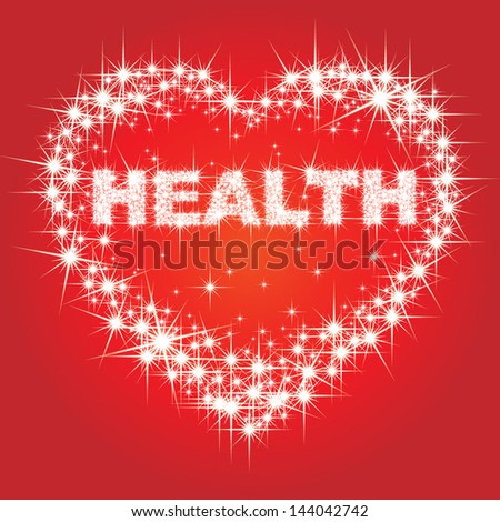 Bright stars health text and heart (Love Health)