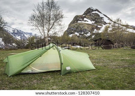Tent pitched at Memurubu, Jotunheimen, Norway