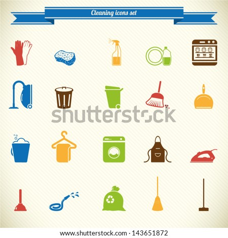 Cleaning icon set in color Cleaning icon set in color