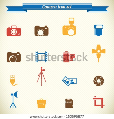 Photography icon set in color Photography icon set in color