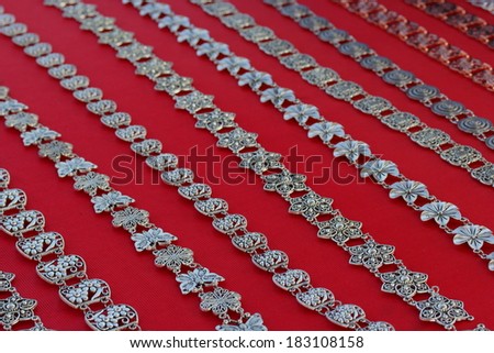 Jewelry made of silver, Thailand. (Rural tourism product of Thailand).