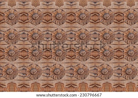 Closeup carved wood wall
