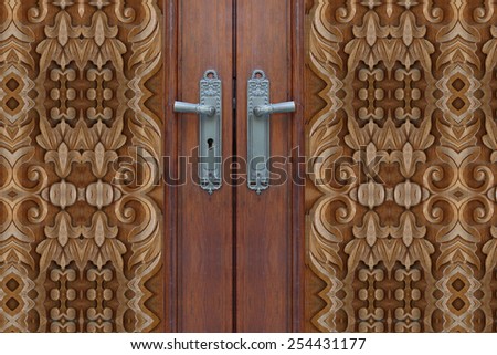 Door carved wood  close