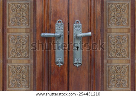 Door carved wood  close