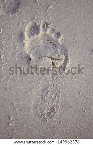 human footprints on the beach sand