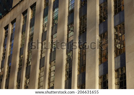 Looking up Lower Manhattan skyscrapers, New York City : June 9, 2014