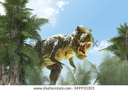 dinosaur in the jungle background. 3D render