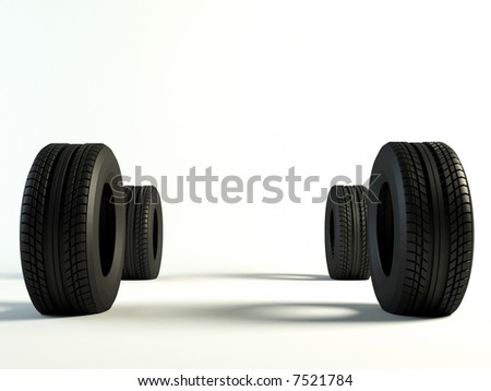  Wheels Brands on Stock Photo   4 Brand New Tyre  3d Rendering Of Car Wheel  Front View