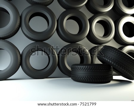 brand new tyre, 3d rendering of car wheel