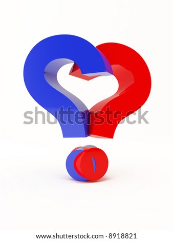 Heart Shaped Two Questions Marks, Isolated On White Stock Photo 8918821