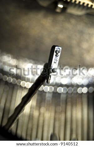 Close up of vintage typewriter key, question mark key