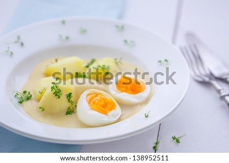 traditional German food - eggs in mustard sauce