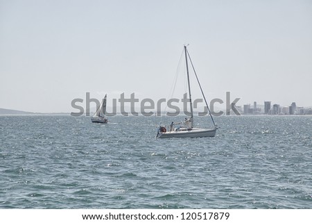 Two sailing boats in false bay