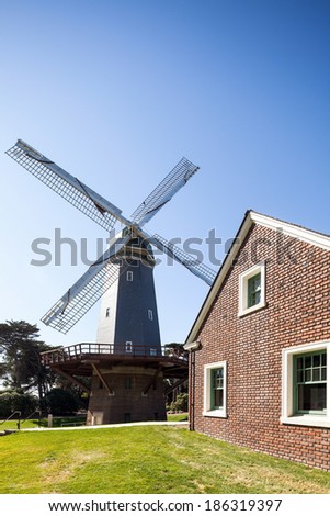 Old windmill with storage house