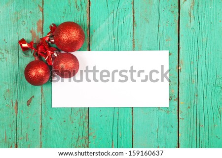 Poster white paper on old wood background with christmas decoration