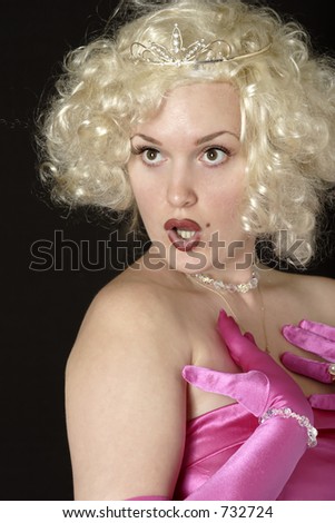 stock photo Cute blonde with surprised look on her face