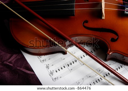 close up of a violin on top of sheet music