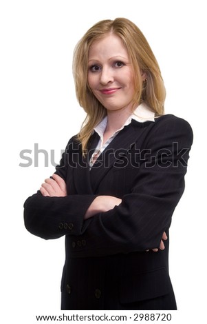 stock photo : Attractive blonde woman in professional business suit standing 