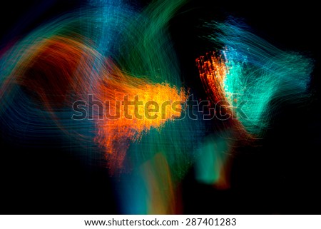 Abstract Light painting, Blue tone on black background - long exposure time laps technique
