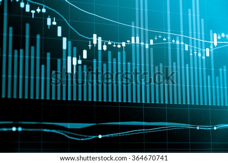 Financial data on a monitor. Business statistics and analytics, glowing sheet beznes statistics of exchange trading in the dark.