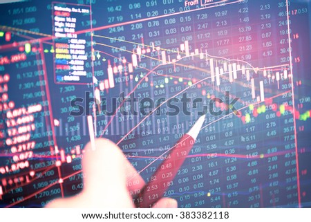Stock Market Information and Graph. Trend of Forex, Commodities, Equities Markets, Fixed Income Markets and Emerging Markets.- Business Concept and Finance concept.