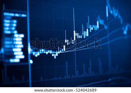 Business success and growth concept. Stock market business graph chart on digital screen. Stock Market Prices. Candle stick stock market tracking for Forex market, Gold market and Crude oil market.