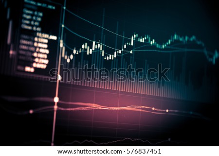 Data analyzing in forex market trading: the charts and summary info for making trading. Charts of financial instruments for technical analysis. Stock trading market background as concept.