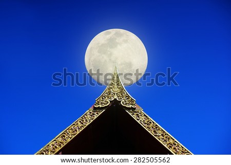 Roof gable with the moon background .Thai style