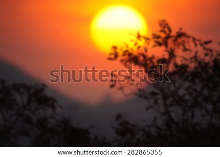 Beautiful evening on sky with sun light. Abstract blur background .