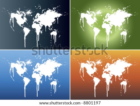 World Map Blue And Green. of world maps splattered