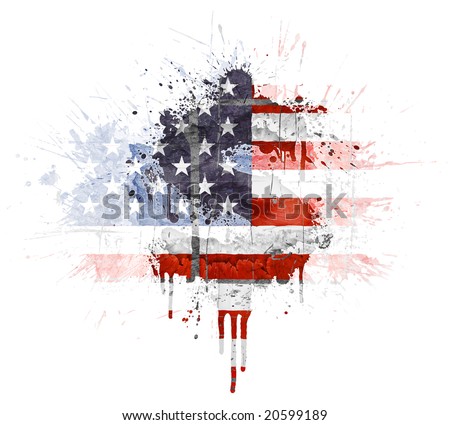 Modern Grunge Splatter Design With American Flag, Dollar Symbol ...