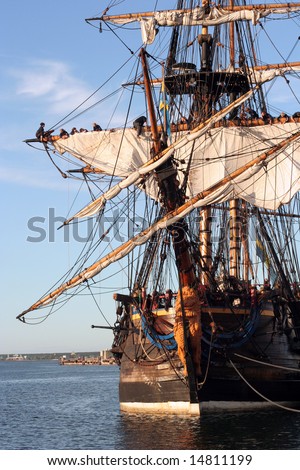 Ancient wooden ship in Tallinn port