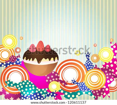 background with sweet cake and candy