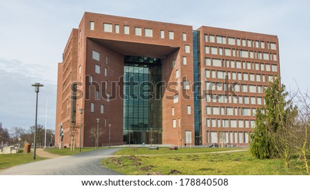 WAGENINGEN, NETHERLANDS - FEBRUARY 24, 2014: Forum building at the Wageningen University Campus in Wageningen.