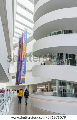 Aarhus, Denmark - April 12, 2015: Interior of the ARoS Art Museum; the main art museum in Aarhus; on the roof you can walk around in the rainbow panorama with views of the surrounding city.