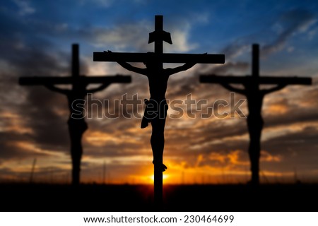 Jesus on the cross blur background