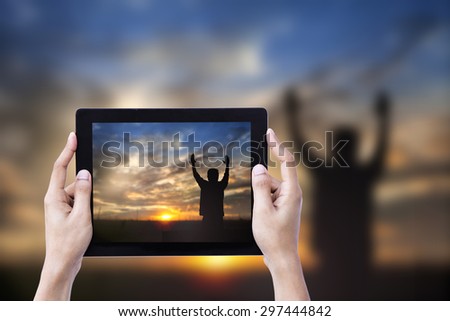 Hand Hold Mobile Jesus Cross Background