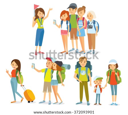 vector set of people traveling