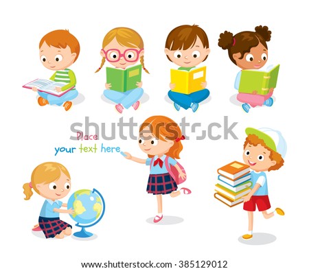 cute children reading books