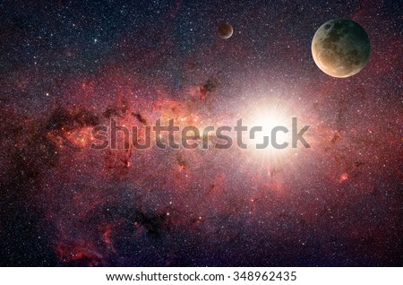 Planet in the background galaxies and luminous stars. Elements of this image furnished by NASA (http://www.nasa.gov/)