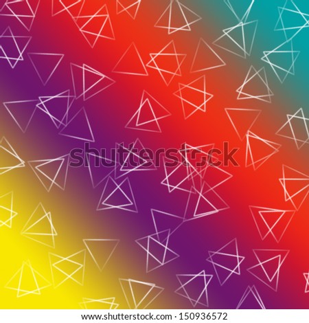 abstract white triangle on rainbow background
