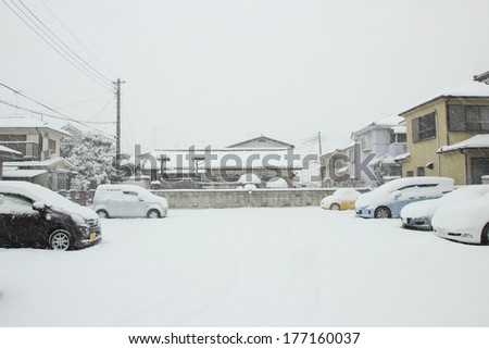 TOKYO, JAPAN- Feb08 : The heaviest snow in decades in Tokyo and other areas of Japan  , On FEB 08, 2014 in  Japan