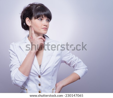 young business woman thinking